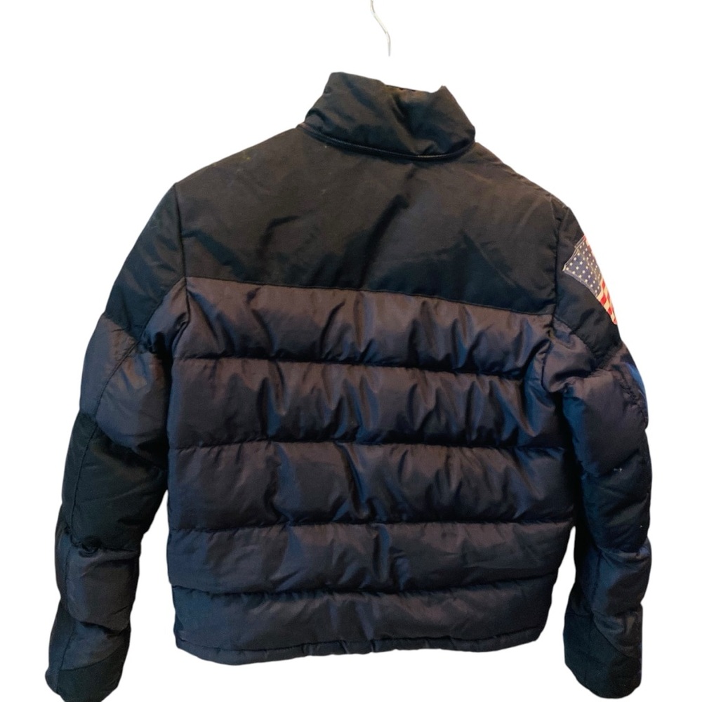 RALPH LAUREN DENIM & SUPPLY Black Puffer Bomber Jacket American Flag Arm Detail - Picture 2 of 8